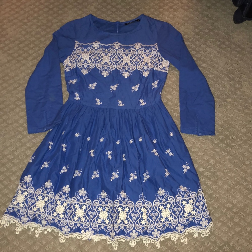 Blue embroidered topshop dress